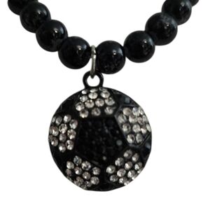 Elegant Black Beaded Necklace & Earring Set with Pendant